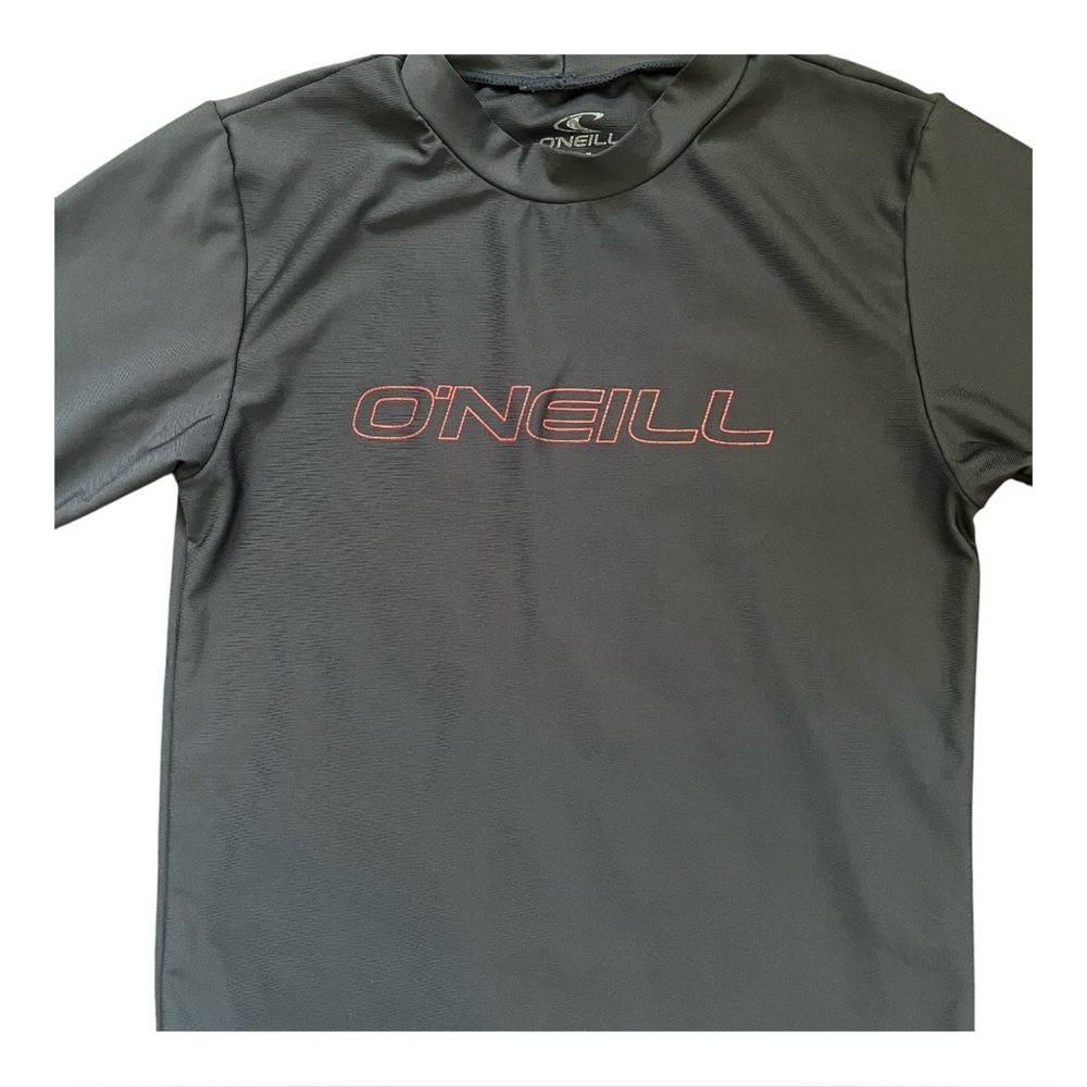 O'Neill activewear swim shirt Boys 6 slim fit black logo monk neck line